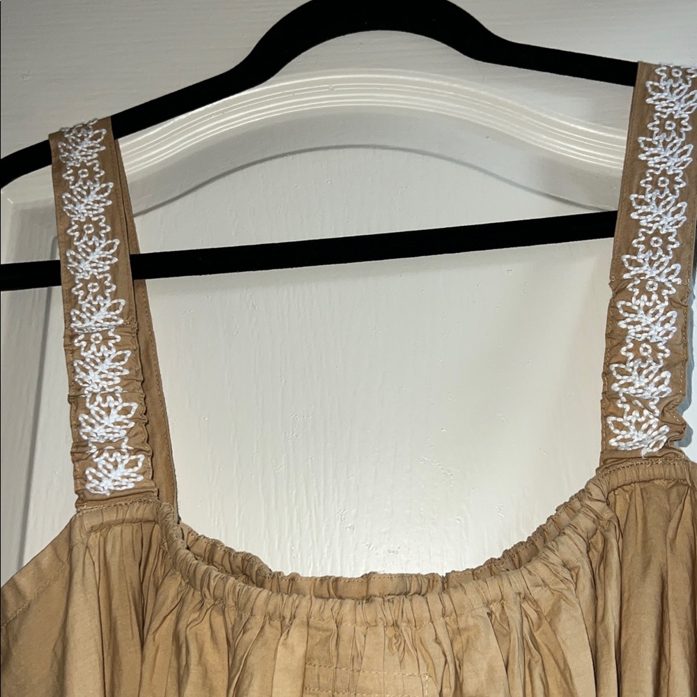 MOTHER TAN EMBROIDERED DRESS LARGE 💯 COTTON - Picture 12 of 12